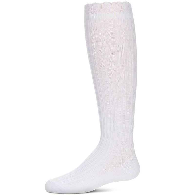 Memoi Girls' Crochet Ruffle Design Knee High Socks