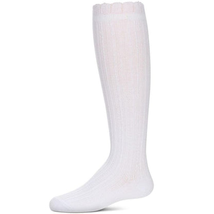 Memoi Girls' Crochet Ruffle Design Knee High Socks