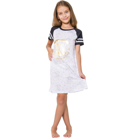 Harry Potter Pajama Hogwarts Gold Crest Short Sleeve Raglan Nightgown