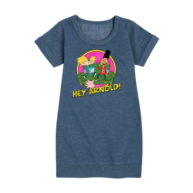 Girls' - Hey Arnold! - Arnold and Friends Graphic Short Sleeve Fleece Dress