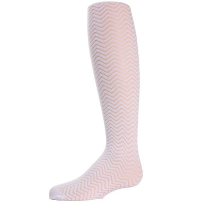 Memoi Girls' Chevron Wave Sheer Nylon Tights
