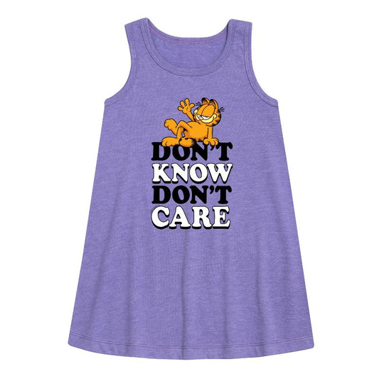 Girls' - Garfield - Don't Know Don't Care Graphic Sleeveless Aline Dress