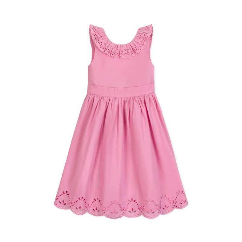 Hope & Henry Girls'  Ruffle Collar Party Dress with Eyelet Embroidery, Kids