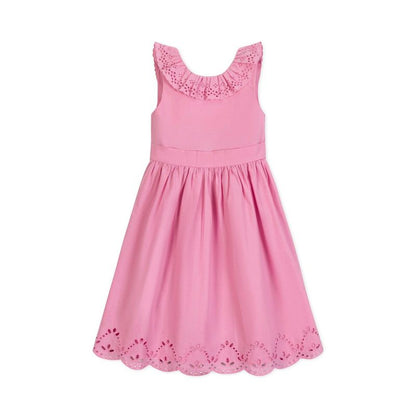 Hope & Henry Girls'  Ruffle Collar Party Dress with Eyelet Embroidery, Kids