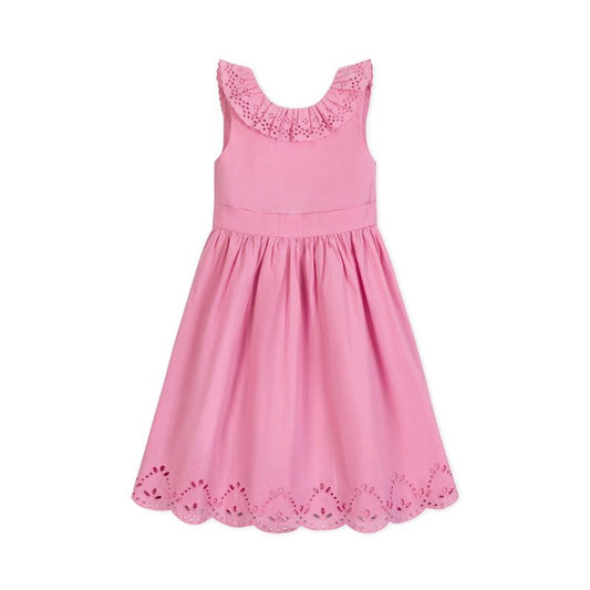 Hope & Henry Girls'  Ruffle Collar Party Dress with Eyelet Embroidery, Kids