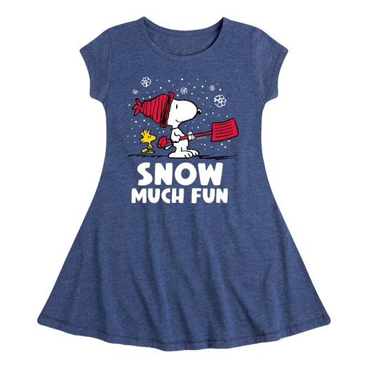 Girls' - Peanuts - Snoopy and Woodstock Snow Much Fun Fit & Flair Cap Sleeve Dress