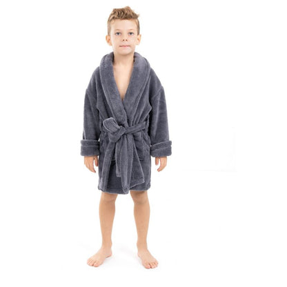 BC BARE COTTON Boys Shawl Robe Microfiber Plush Fleece Bathrobe