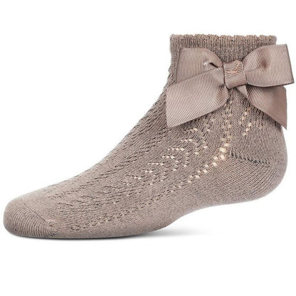Memoi Girls' Knit Openwork Bow Anklet Socks