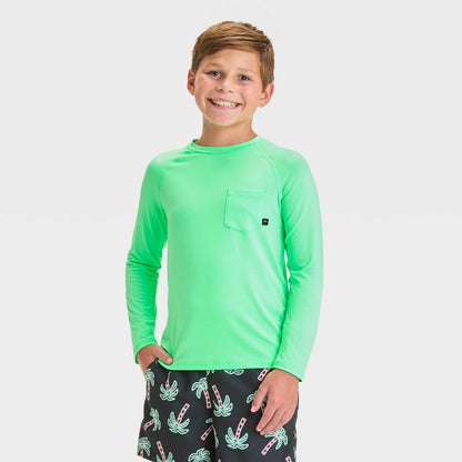 Boys' Long Sleeve Solid Rash Guard Top - art class™ Mint Green
