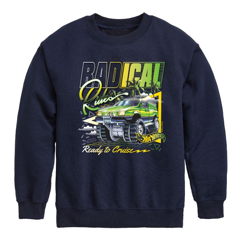 Boys' - Hot Wheels - Radical Rides 80S Graphic Long Sleeve Fleece Sweatshirt