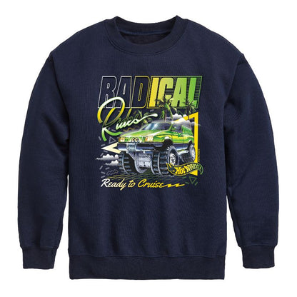 Boys' - Hot Wheels - Radical Rides 80S Graphic Long Sleeve Fleece Sweatshirt