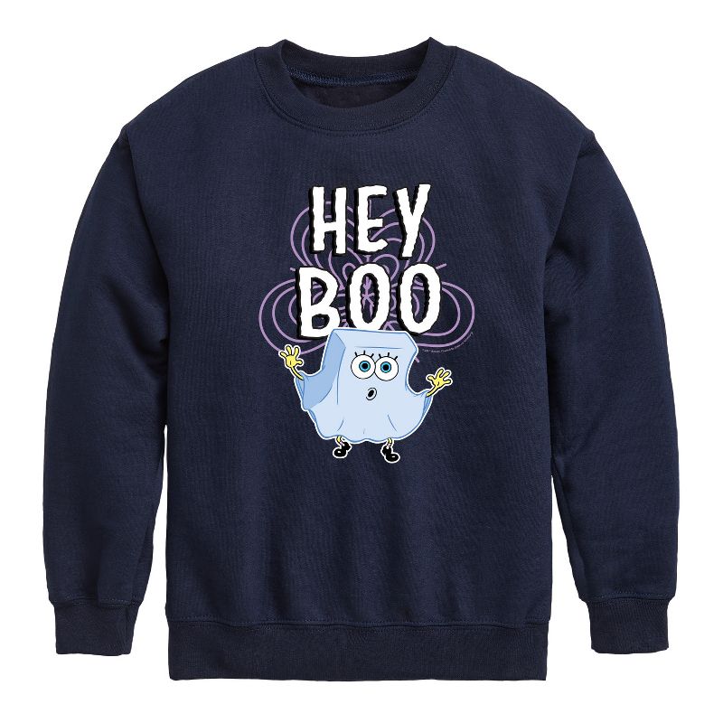 Boys' - SpongeBob SquarePants - Hey Boo Graphic Long Sleeve Fleece Sweatshirt