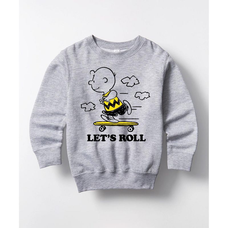 Boys' - Peanuts - Let's Roll Graphic Long Sleeve Fleece Sweatshirt