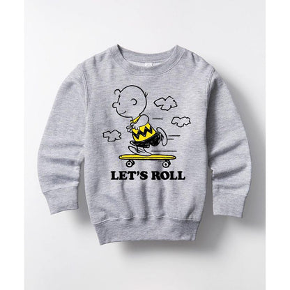 Boys' - Peanuts - Let's Roll Graphic Long Sleeve Fleece Sweatshirt