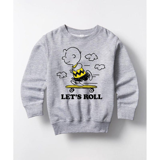 Boys' - Peanuts - Let's Roll Graphic Long Sleeve Fleece Sweatshirt