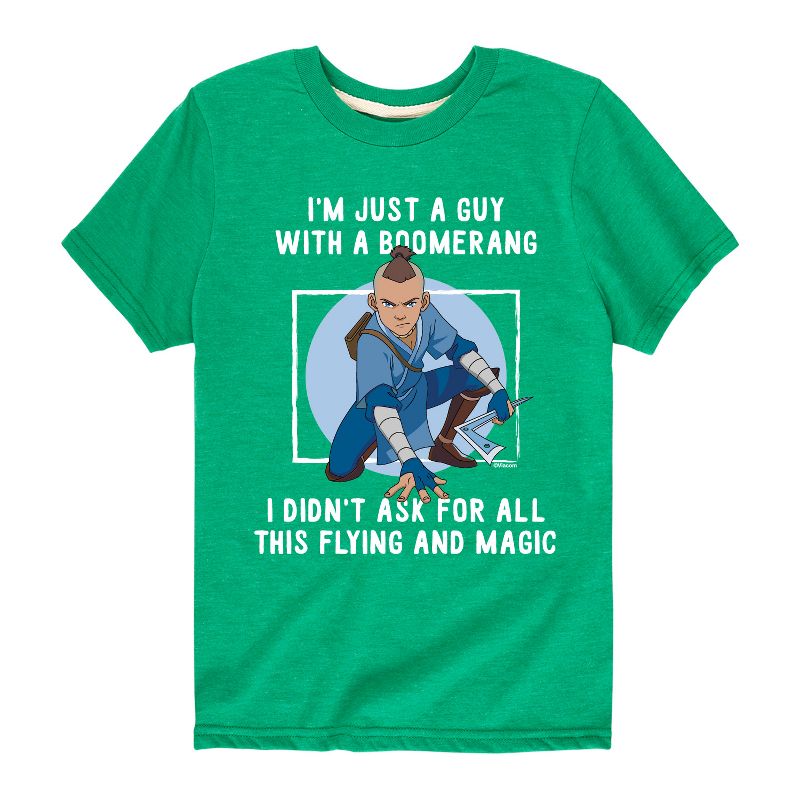 Boys' - Avatar: The Last Airbender - Sokka Just A Guy With a Boomerang Short Sleeve Graphic T-Shirt