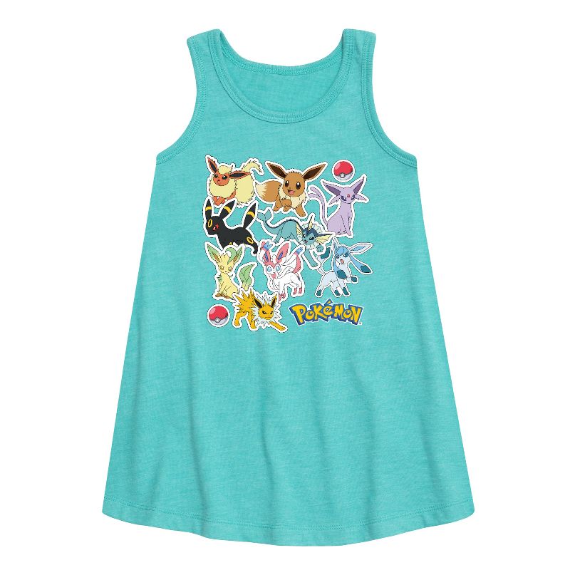 Girls' - Pokémon - Eeveelution Stickers Graphic Sleeveless Aline Dress