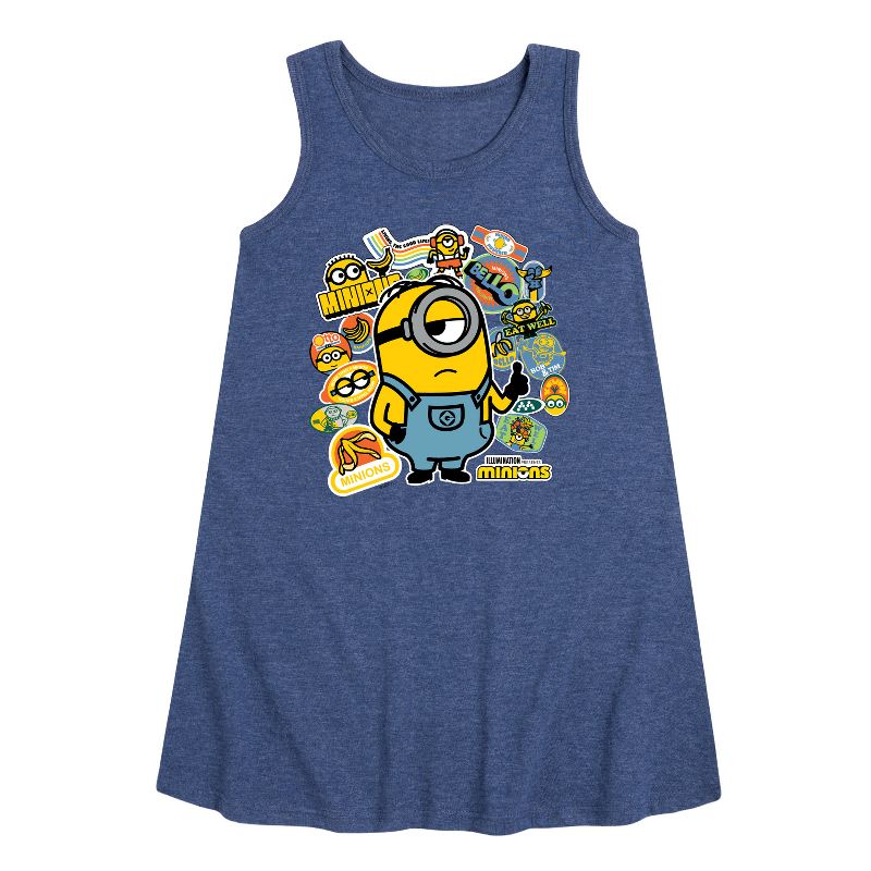 Girls' - Despicable Me Minions - Minion & Banana Stickers Graphic Sleeveless Aline Dress