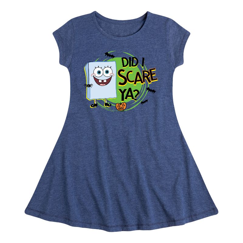 Girls' - SpongeBob SquarePants - Did I Scare Ya Fit & Flair Cap Sleeve Dress