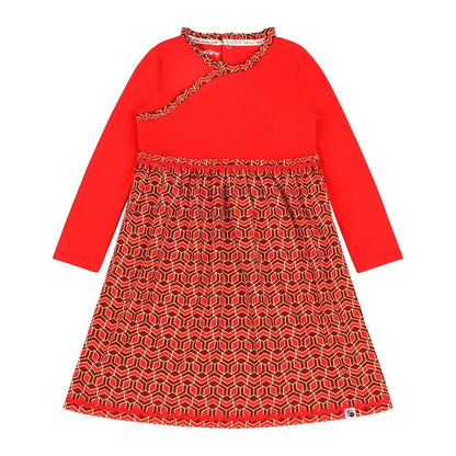 Mixed Up Clothing Girls Long Sleeve Ruffle Trim Dress