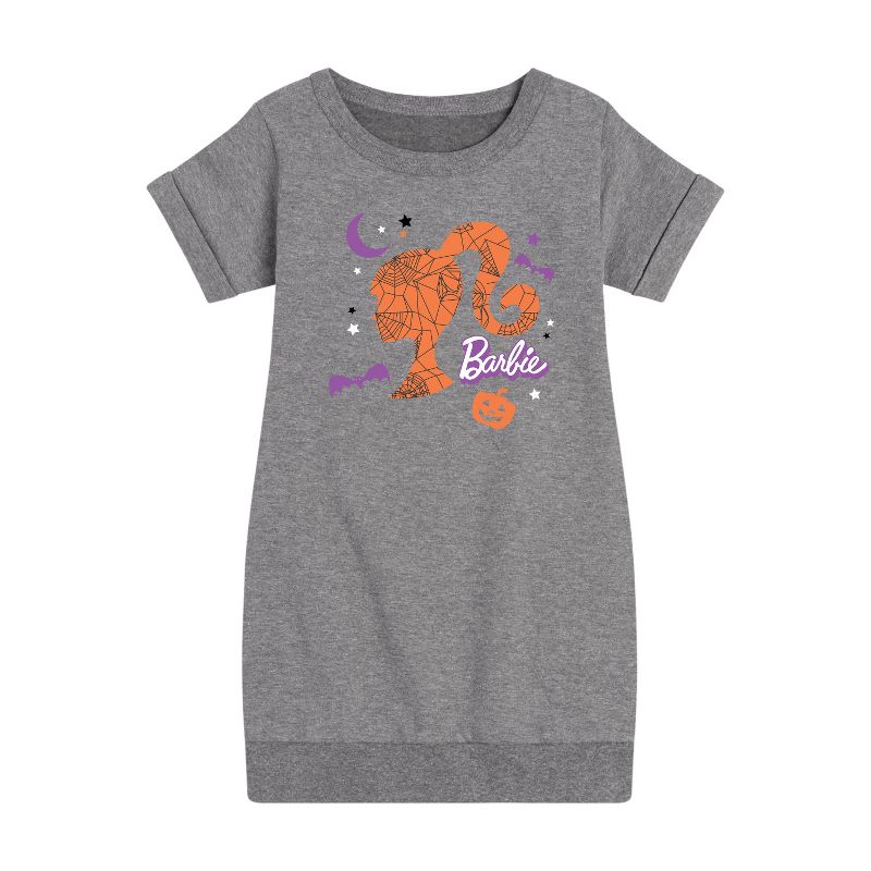 Girls' - Barbie - Witch Silhouette Graphic Short Sleeve Fleece Dress