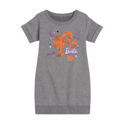 Girls' - Barbie - Witch Silhouette Graphic Short Sleeve Fleece Dress