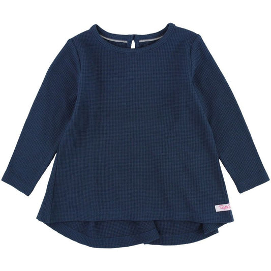 RuffleButts Toddler Girl Waffle Knit Long Sleeve Bow Back Top