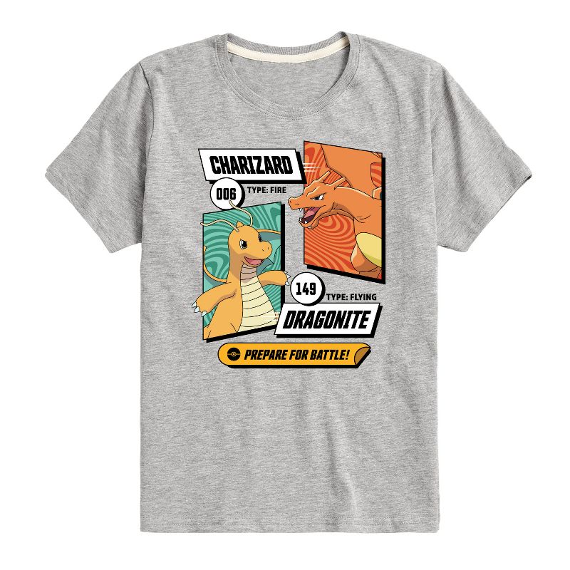 تي شيرت جرافيكي بأكمام قصيرة للأولاد - بوكيمون - دراغونايت وتشاريزارد دراغون باتل