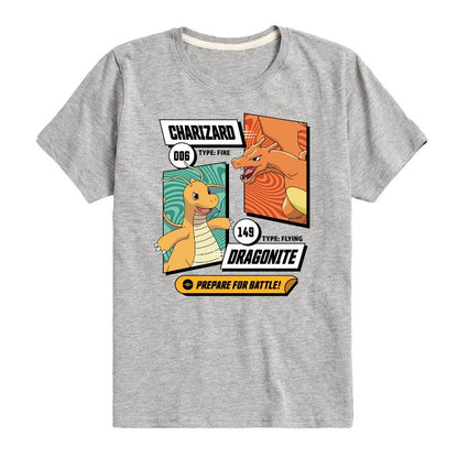تي شيرت جرافيكي بأكمام قصيرة للأولاد - بوكيمون - دراغونايت وتشاريزارد دراغون باتل