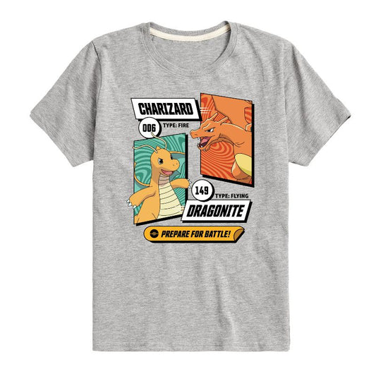 تي شيرت جرافيكي بأكمام قصيرة للأولاد - بوكيمون - دراغونايت وتشاريزارد دراغون باتل