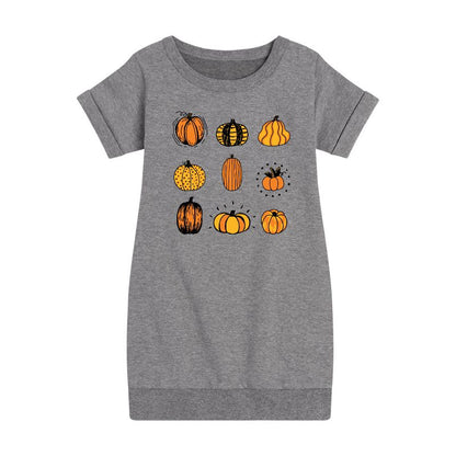 Girls' - Instant Message - Fall Pumpkin Mania Graphic Short Sleeve Fleece Dress
