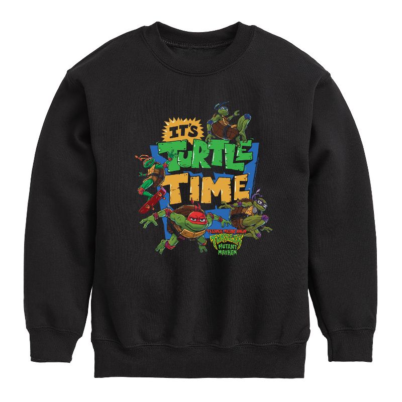Boys' - Teenage Mutant Ninja Turtles Mutant Mayhem - Its Turtle Time Graphic Long Sleeve Fleece Sweatshirt