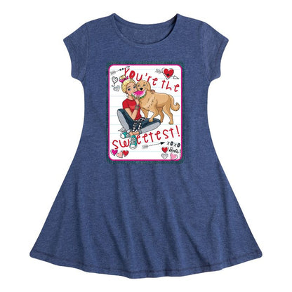 فستان باربي الأنيق بأكمام قصيرة - أنتِ أحلى باربي - للبنات