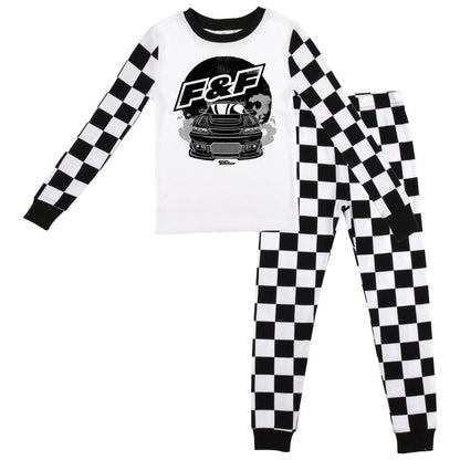 Fast & Furious Race Car Logo Long Sleeve Shirt & Checkerboard Sleep Pajama Pants Set