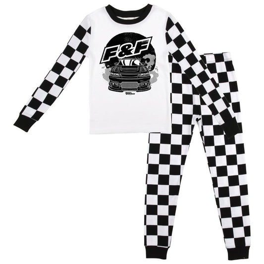 Fast & Furious Race Car Logo Long Sleeve Shirt & Checkerboard Sleep Pajama Pants Set