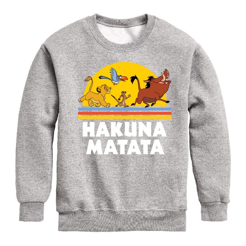 Boys' - Disney - Hakuna Matata Graphic Long Sleeve Fleece Sweatshirt