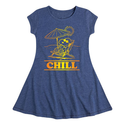 Girls' - Peanuts - Chill Snoopy Fit & Flair Cap Sleeve Dress