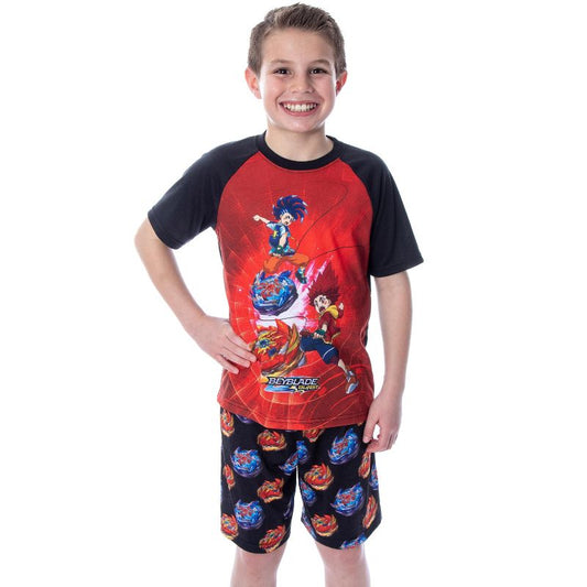 Beyblade Burst Surge Boys' Hikaru and Hyuga Shirt and Shorts Pajama Set Hyuga and Hikaru