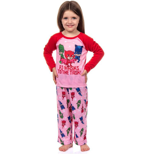 PJ Masks Girls' Gekko Catboy Owlette To The Task Heroes Pajama Set Red/Pink