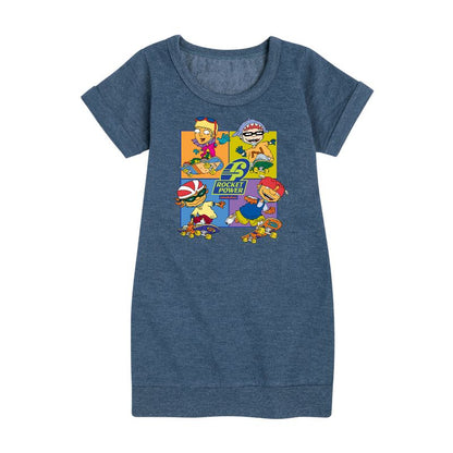 Girls' - Rocket Power - Skate Life Graphic Short Sleeve Fleece Dress