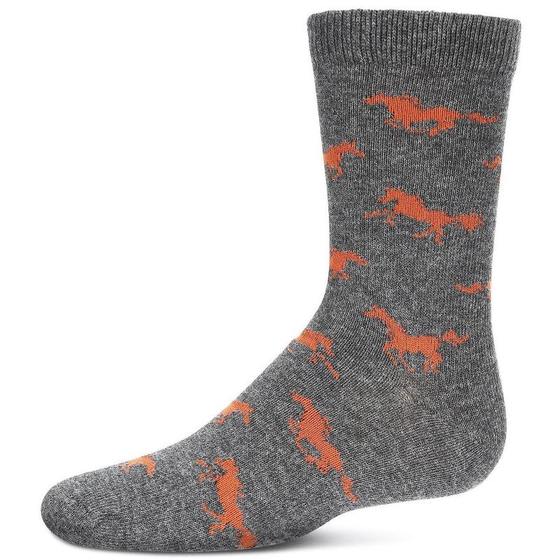 Memoi Boys' Galloping Horse Cotton Crew Socks
