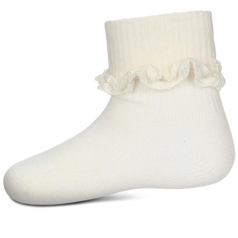 Memoi Kids Ruffle Eyelet Cotton Blend Anklet Socks