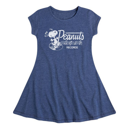 Girls' - Peanuts - Dancing Snoopy Fit & Flair Cap Sleeve Dress