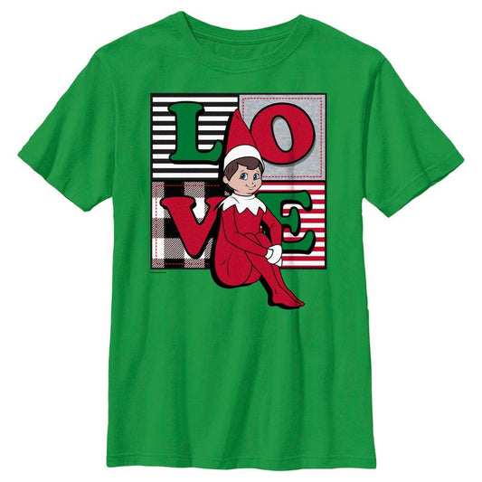 تي شيرت للأولاد مطبوع عليه عبارة "The Elf on the Shelf Plaid Love"