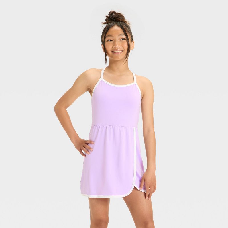 Girls' Knit Contrast Trim Dress - All In Motion™