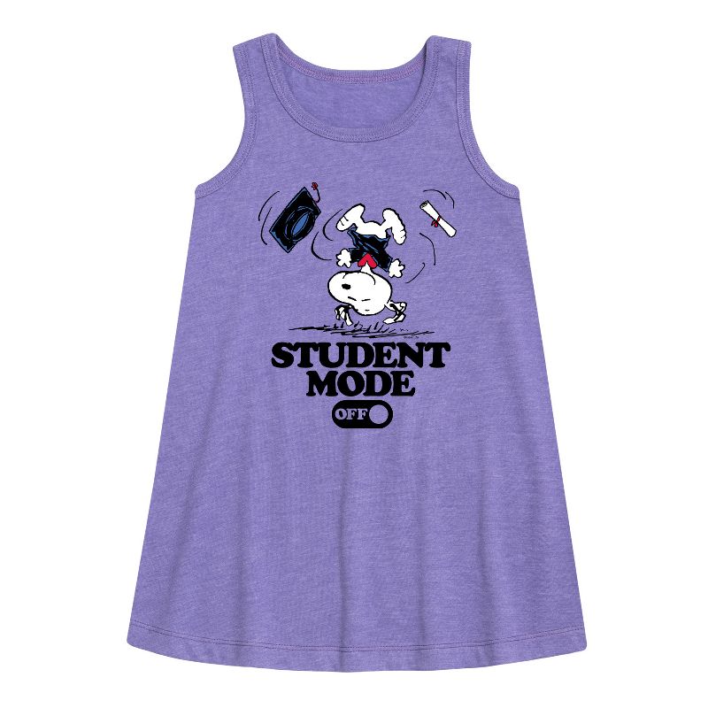 فستان بناتي منقوش برسومات سنوبي فليبينغ بدون أكمام