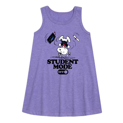 فستان بناتي منقوش برسومات سنوبي فليبينغ بدون أكمام