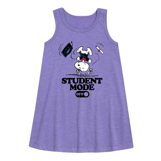 فستان بناتي منقوش برسومات سنوبي فليبينغ بدون أكمام