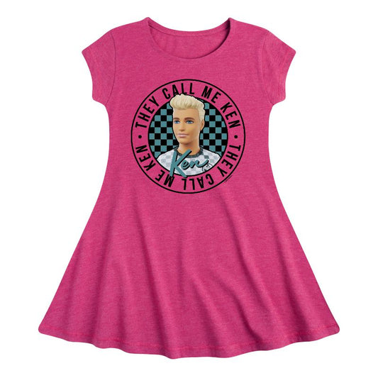 Girls' - Barbie - They Call Me Ken Fit & Flair Cap Sleeve Dress