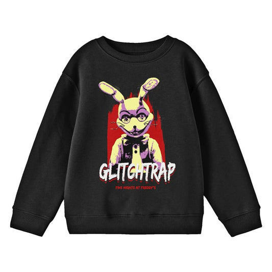 سويت شيرت شبابي أسود بأكمام طويلة وياقة دائرية من Five Nights At Freddy's Glitchtrap